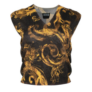 76HAFM20-CMN45_G89-00 Μαύρη Εμπριμέ Πλεκτή Μπλούζα VERSACE JEANS COUTURE
