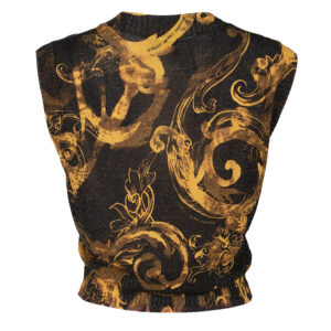 76HAFM20-CMN45_G89-01 Μαύρη Εμπριμέ Πλεκτή Μπλούζα VERSACE JEANS COUTURE