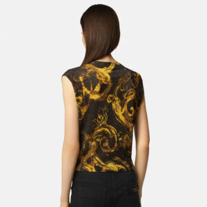 76HAFM20-CMN45_G89-mdl3 Μαύρη Εμπριμέ Πλεκτή Μπλούζα VERSACE JEANS COUTURE