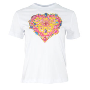76HAHL01-CJ01L_G03-00 Άσπρο T-Shirt Με Logo Καρδιά VERSACE JEANS COUTURE