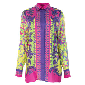 76HAL2P2-NS448_609-00 Εμπριμέ Σατέν Πουκάμισο Με Logo VERSACE JEANS COUTURE