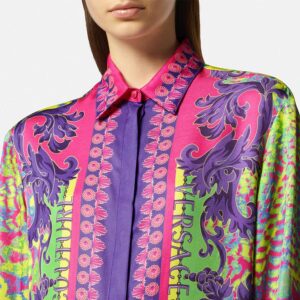 76HAL2P2-NS448_609-mdl2 Εμπριμέ Σατέν Πουκάμισο Με Logo VERSACE JEANS COUTURE