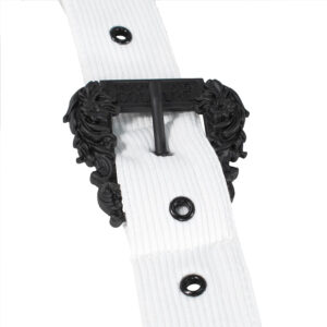76HAM625-J0004_003-02 Άσπρο Ριγωτό Τοπ Με Αγκράφα VERSACE JEANS COUTURE