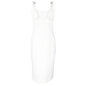 76HAO919-N0103_003-00 Άσπρο Midi Φόρεμα Με Διπλές Τιράντες VERSACE JEANS COUTURE