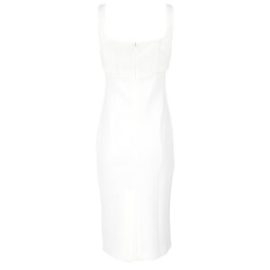 76HAO919-N0103_003-01 Άσπρο Midi Φόρεμα Με Διπλές Τιράντες VERSACE JEANS COUTURE