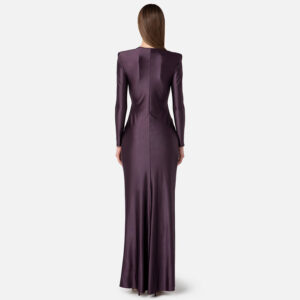 AB54737E2_200-mdl3 Maxi Μωβ Σατέν Φόρεμα Με Κόμπο ELISABETTA FRANCHI