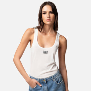 TK20B42E2_360-mdl1 Άσπρο Πλεκτό Τοπ Με Logo ELISABETTA FRANCHI