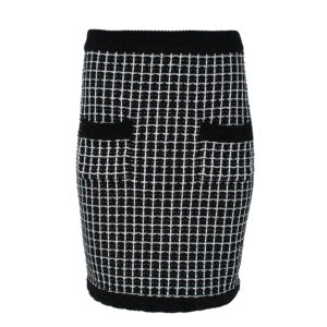 240W1230_989-00 Κοντή Ασπρόμαυρη Μπουκλέ Φούστα KARL LAGERFELD