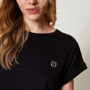 241TP2215_00006-mdl2 Μαύρο T-Shirt Με Μεταλλικό Logo twinset