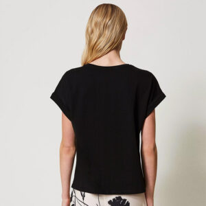 241TP2215_00006-mdl3 Μαύρο T-Shirt Με Μεταλλικό Logo twinset