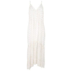 241TT2172_00282-00 Μακρύ Άσπρο Στραφταλιζέ Φόρεμα Με Βολάν TWINSET