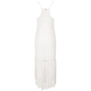 241TT2172_00282-01 Μακρύ Άσπρο Στραφταλιζέ Φόρεμα Με Βολάν TWINSET