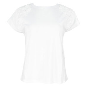 241TT2270_00001-00 Άσπρο T-Shirt Με Δαντέλα Στα Μανίκια TWINSET