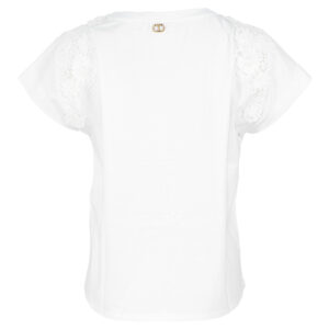 241TT2270_00001-01 Άσπρο T-Shirt Με Δαντέλα Στα Μανίκια TWINSET