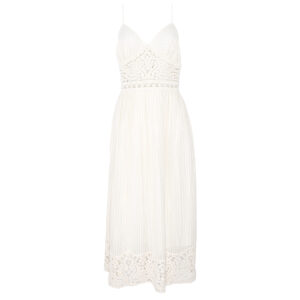 241TT3171_00018-00 Μακρύ Λευκό Φόρεμα Με Μακραμέ Λεπτομέρειες TWINSET