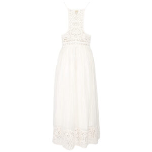 241TT3171_00018-01 Μακρύ Λευκό Φόρεμα Με Μακραμέ Λεπτομέρειες TWINSET