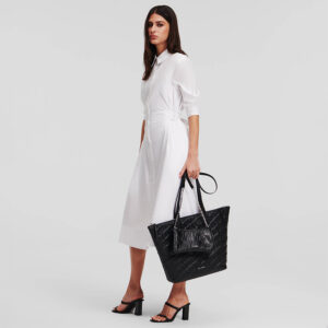 241W1300_100-mdl1 Midi Άσπρο Φόρεμα Σεμιζιέ KARL LAGERFELD