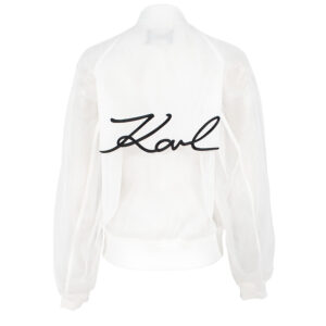 241W1400_100-01 Άσπρο Διχτυωτό Μπουφάν Με Logo KARL LAGERFELD
