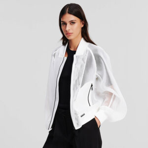 241W1400_100-mdl2 Άσπρο Διχτυωτό Μπουφάν Με Logo KARL LAGERFELD
