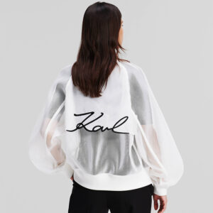 241W1400_100-mdl3 Άσπρο Διχτυωτό Μπουφάν Με Logo KARL LAGERFELD