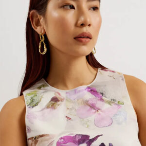 274416_WHT-mdl2 Lilyha Μακρύ Άσπρο Φλοράλ Φόρεμα TED BAKER