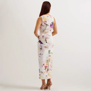274416_WHT-mdl3 Lilyha Μακρύ Άσπρο Φλοράλ Φόρεμα TED BAKER
