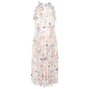 274664_WHT-00 Lauriin Μακρύ Άσπρο Φλοράλ Φόρεμα Με Βολάν TED BAKER