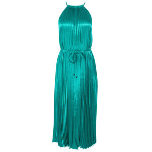 274714_GRN-00 Melike Midi Πράσινο Σατέν Πλισέ Φόρεμα TED BAKER