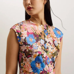 274724_BLK-mdl2 Slanno Μακρύ Φλοράλ Ασύμμετρο Φόρεμα TED BAKER