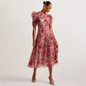 275409_PNK-mdl1 Botani Μακρύ Ροζ Φλοράλ Φόρεμα TED BAKER