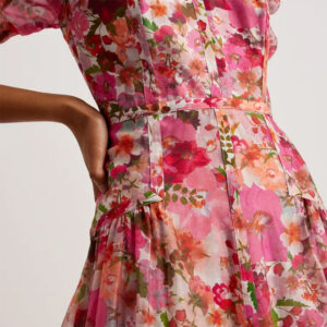 275409_PNK-mdl2 Botani Μακρύ Ροζ Φλοράλ Φόρεμα TED BAKER