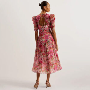275409_PNK-mdl3 Botani Μακρύ Ροζ Φλοράλ Φόρεμα TED BAKER