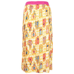 76HAE805-NS454_G03-01 Midi Κίτρινη Εμπριμέ Πλισέ Φούστα VERSACE JEANS COUTURE