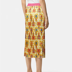 76HAE805-NS454_G03-mdl3 Midi Κίτρινη Εμπριμέ Πλισέ Φούστα VERSACE JEANS COUTURE