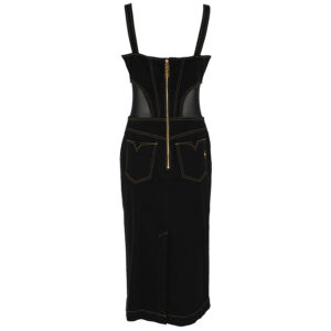 76HAO953-DW060L54_909-01 Midi Μαύρο Τζιν Φόρεμα VERSACE JEANS COUTURE