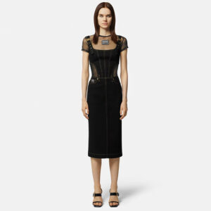 76HAO953-DW060L54_909-mdl1 Midi Μαύρο Τζιν Φόρεμα VERSACE JEANS COUTURE