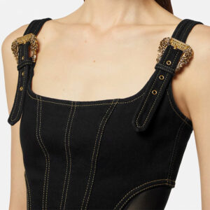 76HAO953-DW060L54_909-mdl2 Midi Μαύρο Τζιν Φόρεμα VERSACE JEANS COUTURE