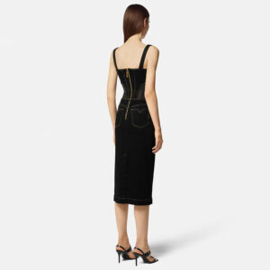 76HAO953-DW060L54_909-mdl3 Midi Μαύρο Τζιν Φόρεμα VERSACE JEANS COUTURE