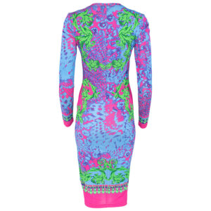 76HAO9P8-JS331_261-01 Midi Στενό Εμπριμέ Φόρεμα Με Logo VERSACE JEANS COUTURE