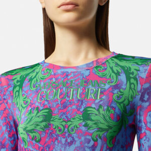 76HAO9P8-JS331_261-mdl2 Midi Στενό Εμπριμέ Φόρεμα Με Logo VERSACE JEANS COUTURE