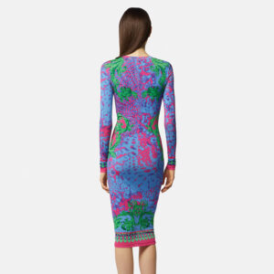 76HAO9P8-JS331_261-mdl3 Midi Στενό Εμπριμέ Φόρεμα Με Logo VERSACE JEANS COUTURE