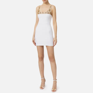 AB60242E2_360-mdl1 Κοντό Άσπρο Φόρεμα Με Χάντρες ELISABETTA FRANCHI