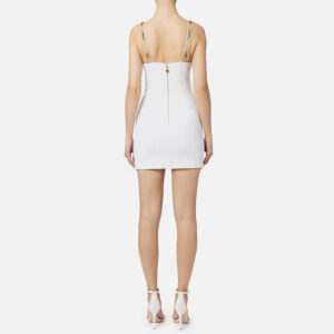 AB60242E2_360-mdl3 Κοντό Άσπρο Φόρεμα Με Χάντρες ELISABETTA FRANCHI