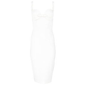AB65542E2_360-00 Midi Άσπρο Φόρεμα Με Φιόγκο ELISABETTA FRANCHI