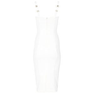 AB65542E2_360-01 Midi Άσπρο Φόρεμα Με Φιόγκο ELISABETTA FRANCHI