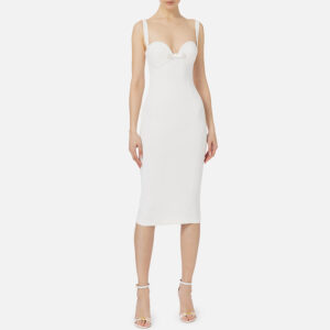 AB65542E2_360-mdl1 Midi Άσπρο Φόρεμα Με Φιόγκο ELISABETTA FRANCHI