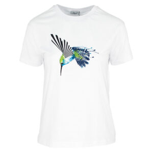 078.10.01.123_WHT-00 Άσπρο T-Shirt Με Στάμπα Κολιμπρί FOREL