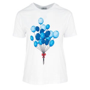 078.10.01.124_WHT-00 Άσπρο T-Shirt Με Στάμπα Μπαλόνια forel