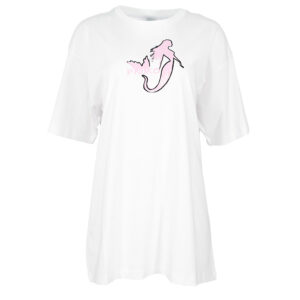 100992A1OC_Z04-00 Televisivo Άσπρο Oversize T-Shirt Με Στάμπα pinko
