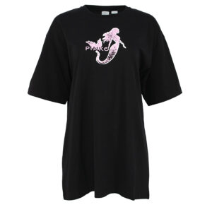 100992A1OC_Z99-00 Televisivo Μαύρο Oversize T-Shirt Με Στάμπα pinko